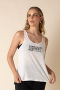 BEADED SLOGAN TANK.